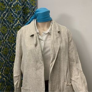 Vintage | Beige heavy linen blazer jacket